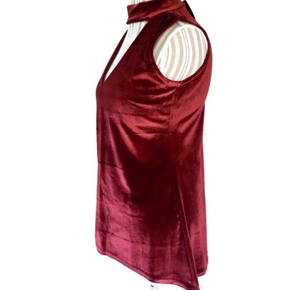 Last 1! Sexy Burgundy Red Velvet Choker Top - Picture 5 of 7